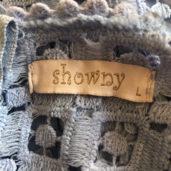 Beautiful Baby Blue Crochet Maxi Dress by Showny Size L - Picture 3 of 3